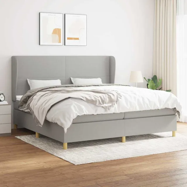 vidaXL Boxspring met matras stof lichtgrijs 200x200 cm grijs