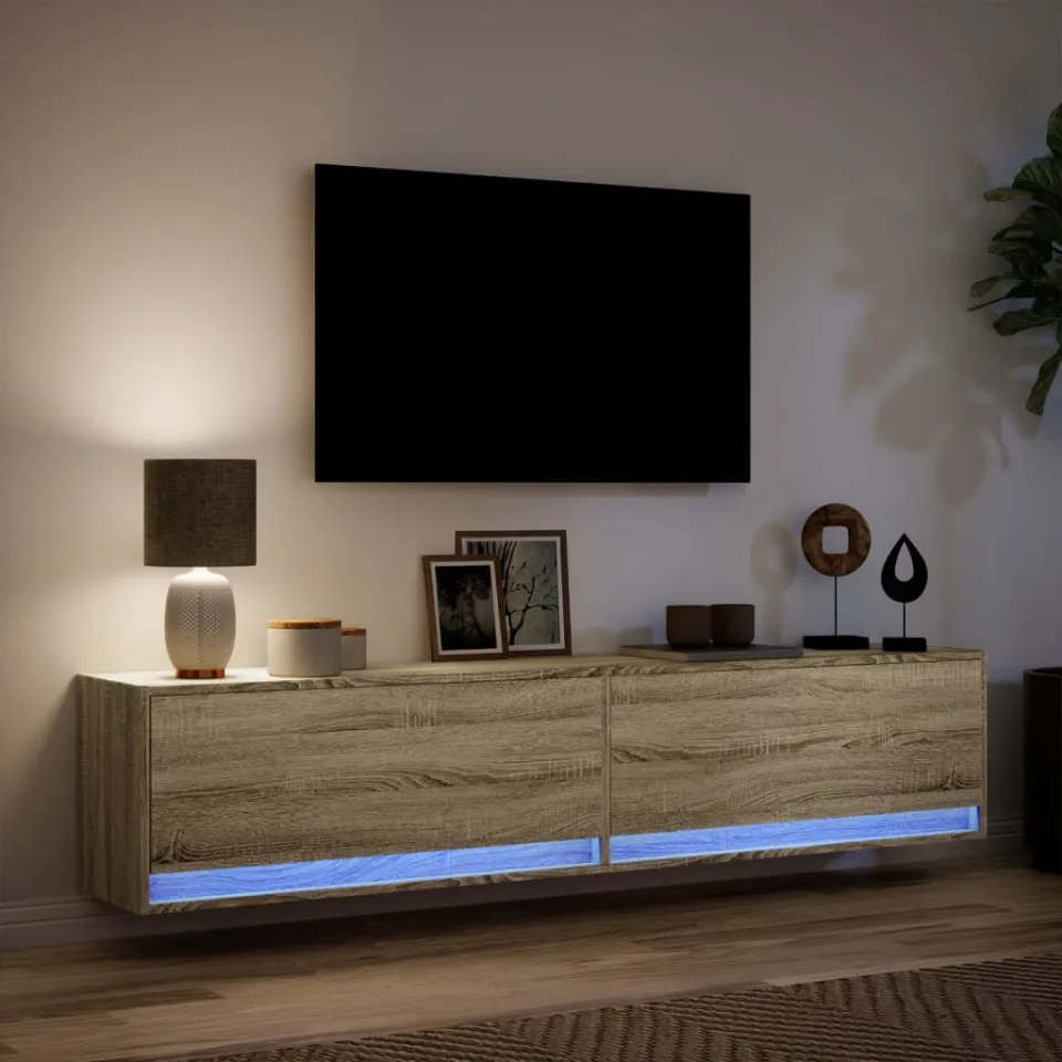 vidaXL Tv-wandmeubel met LED-verlichting 180x31x38 cm sonoma eiken, foto 4