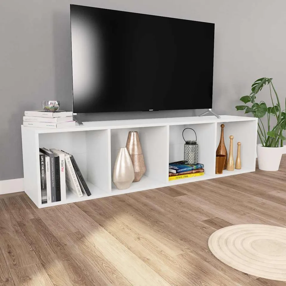 vidaXL Boekenkast/tv-meubel 36x30x143 cm bewerkt hout wit, foto 3