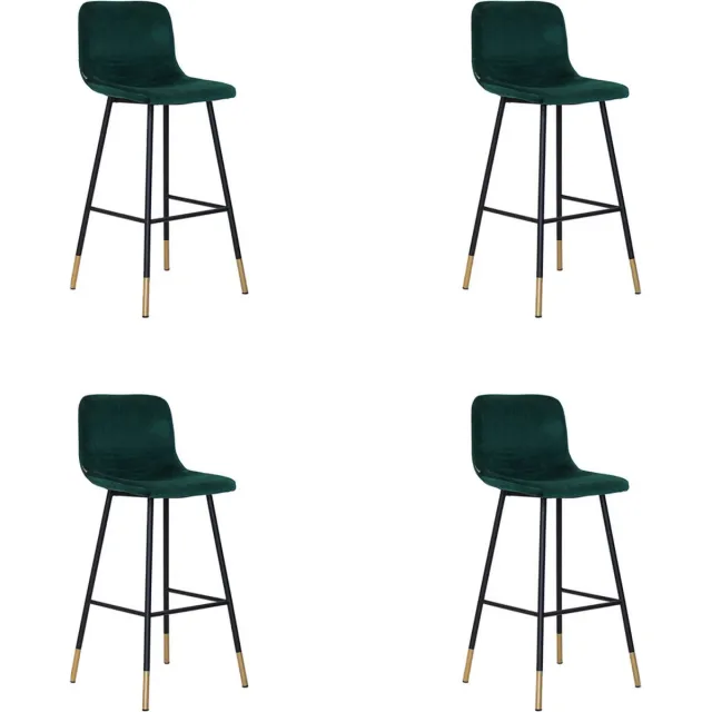 Bronx71 Velvet barkruk Mikky groen 68 - 79 cm - barkrukken set van 4 - barstoel Olive / groen