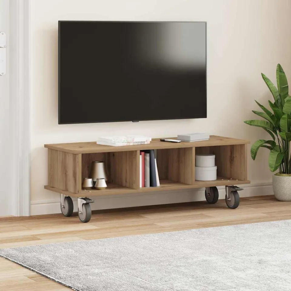 vidaXL TV-standaard 100 x 35 x 35 cm Artisan Eiken Bewerkt hout, foto 3