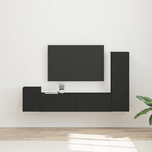vidaXL Tv-meubelset 4 st 30 x 31 x 100 cm Zwart, foto 2