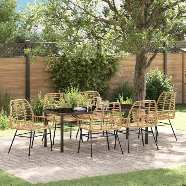 vidaXL Tuin eettafelset 7 st Bruin poly rattan, foto 2