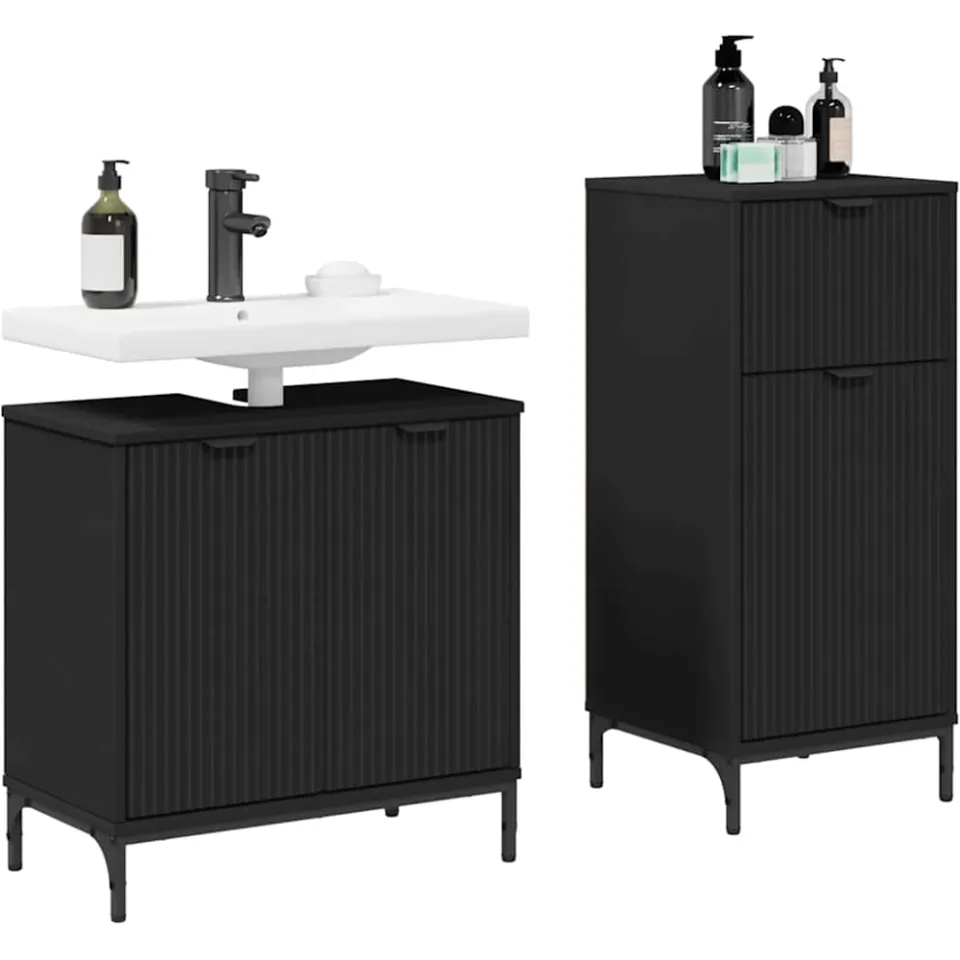 vidaXL Badkamermeubelset 2 st Zwart 39,5 x 36 x 88 cm