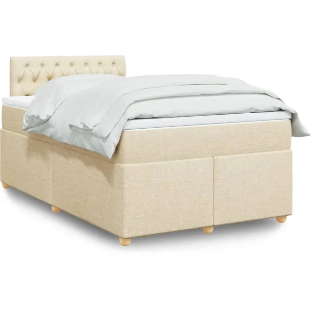 vidaXL Boxspring met matras stof crèmekleurig 120x200 cm
