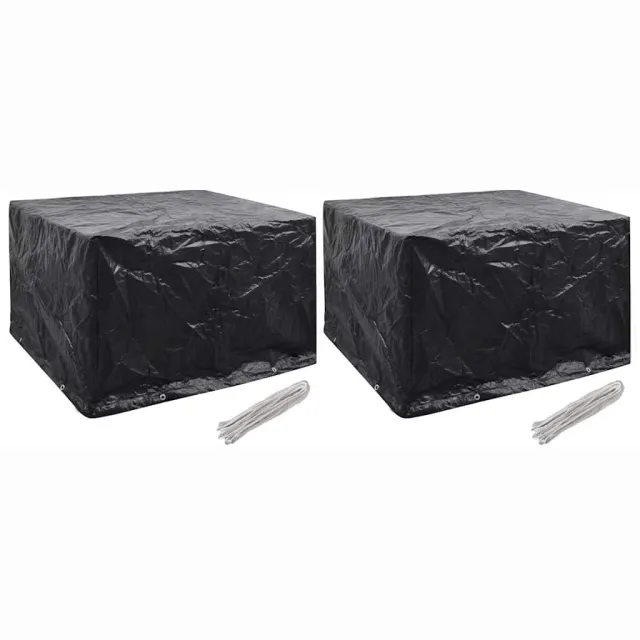vidaXL Tuinmeubelhoezen 2 st 8 ogen 135x135x90 cm Zwart