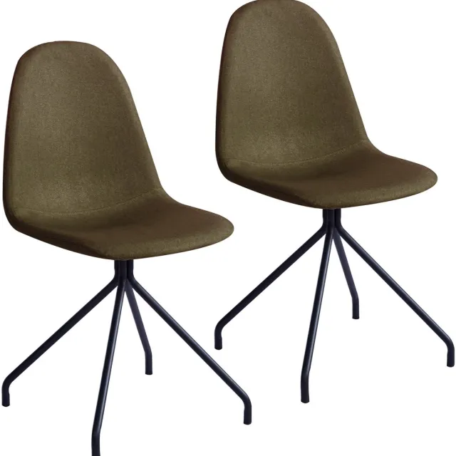 SVITA Set van 2 eetkamerstoelen - metalen poten gestoffeerde stoel polyester olijfgroen