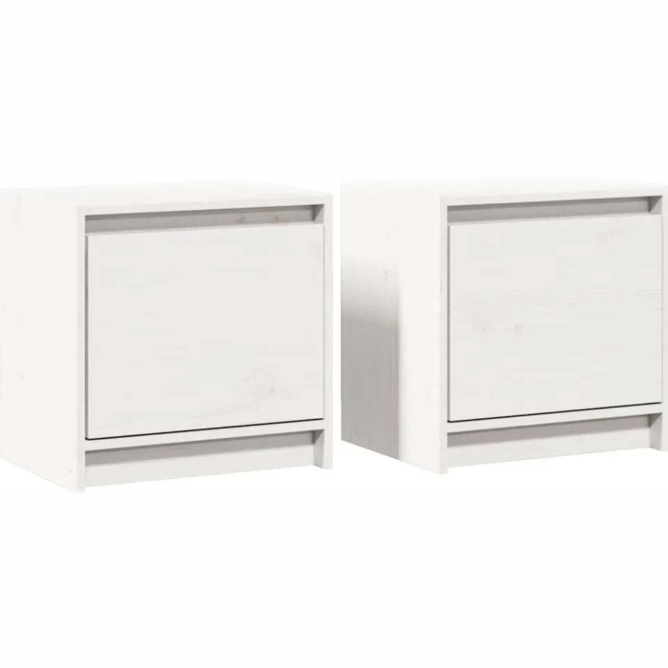vidaXL Nachtkastjes 2 st 40x30,5x40 cm massief grenenhout wit, foto 3