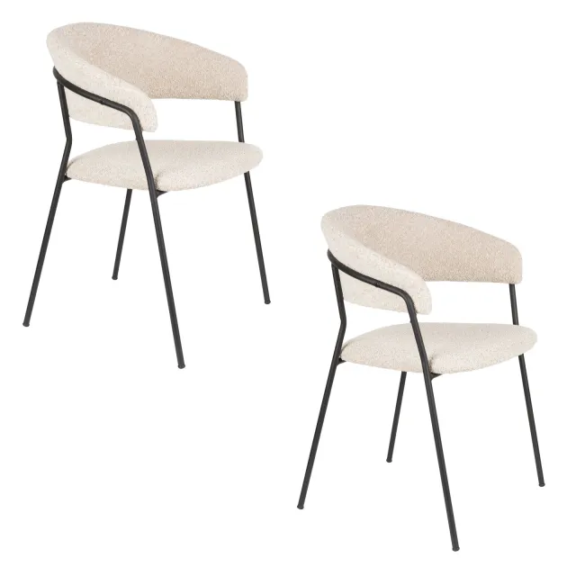 Housecraft Living Zeri eetkamerstoel off-white Off-white/zwart