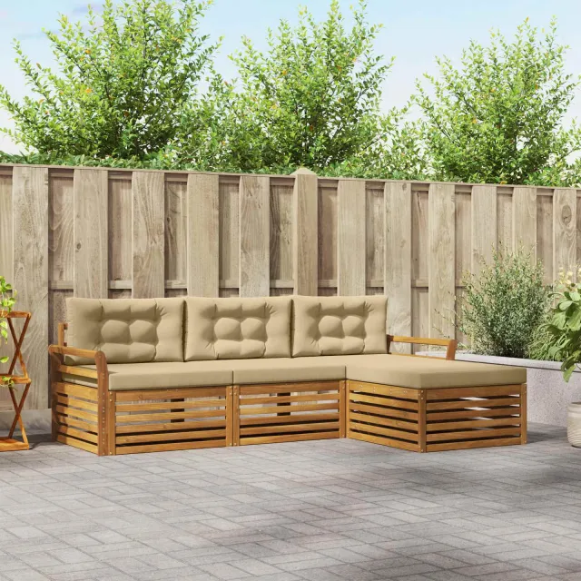 vidaXL Buiten bankenset 4 st 3-zits Natuurlijk en Beige