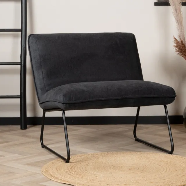Bronx71 Scandinavische fauteuil Merle zwart stof gemêleerd