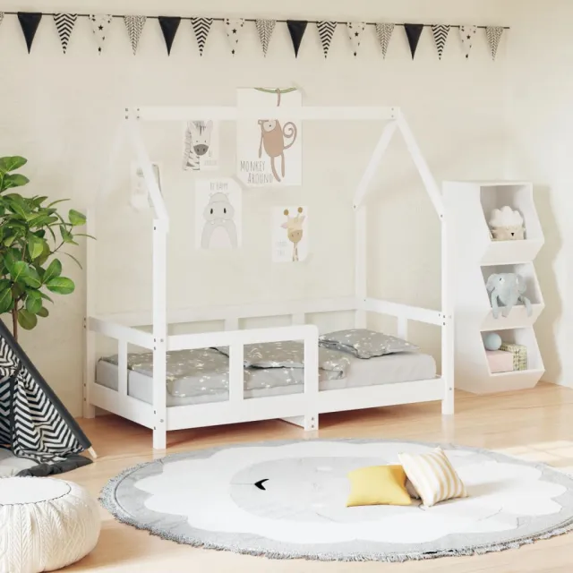 vidaXL Kinderbedframe 70x140 cm massief grenenhout wit, foto 2