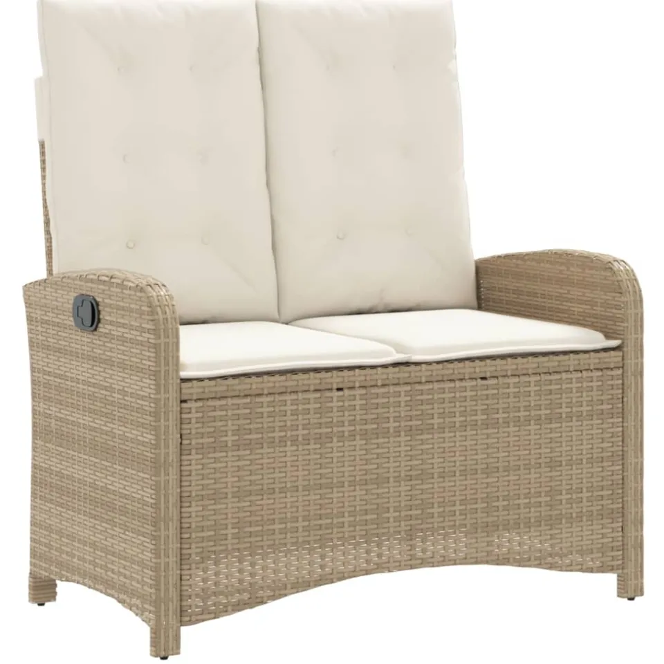 vidaXL 2-delige Tuinset met kussens poly rattan beige, foto 4