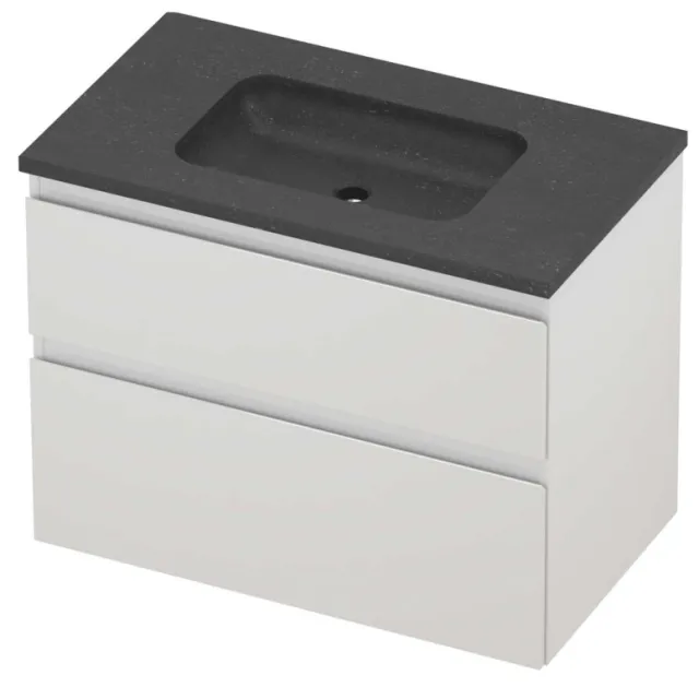 Proline Rollo Badmeubelset Hardsteen Elegant Zonder Kraangat 80x46x62 cm Blue Stone Glans Wit