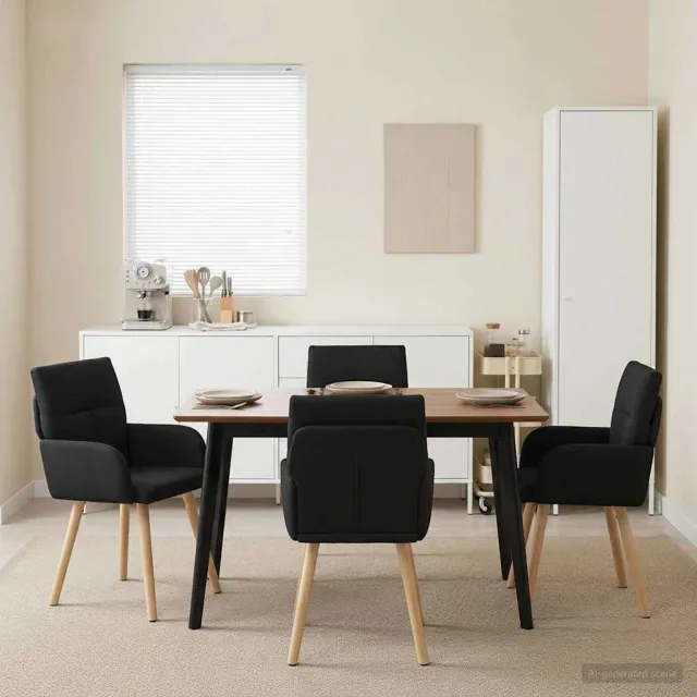 vidaXL Eettafelstoelen 4 st Stof Zwart 60 x 56 x 93 cm, foto 2