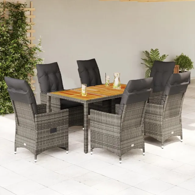 vidaXL 7-delige Tuinset met kussens poly rattan grijs, foto 2
