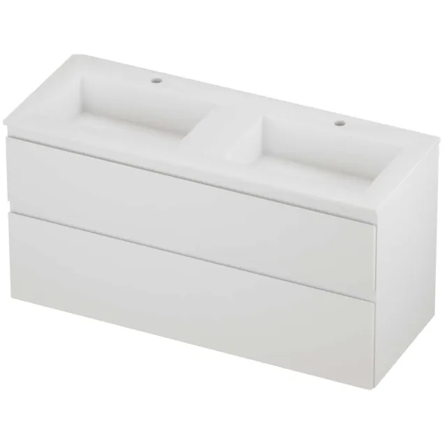 Proline Aristo Badmeubelset Polystone Elegant 2 Gaten 120x46x62 cm Mat White Mat Wit