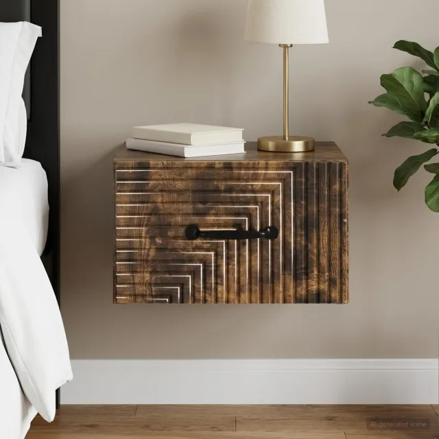 vidaXL Wandbeugel Bedkast Gerookt eiken 34,5 x 33 x 20 cm Bewerkt hout, foto 2
