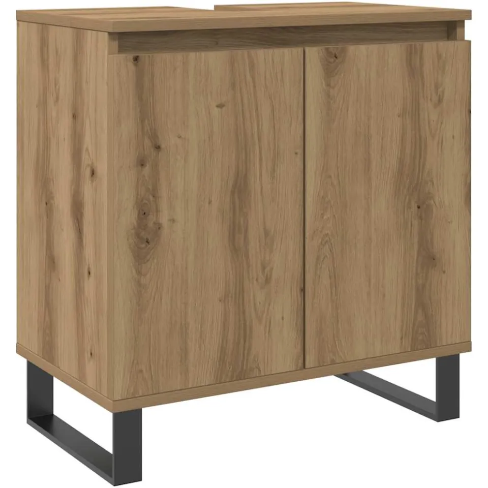 vidaXL Badkamerkast 58x33x60 cm bewerkt hout artisanaal eikenkleurig Bruin