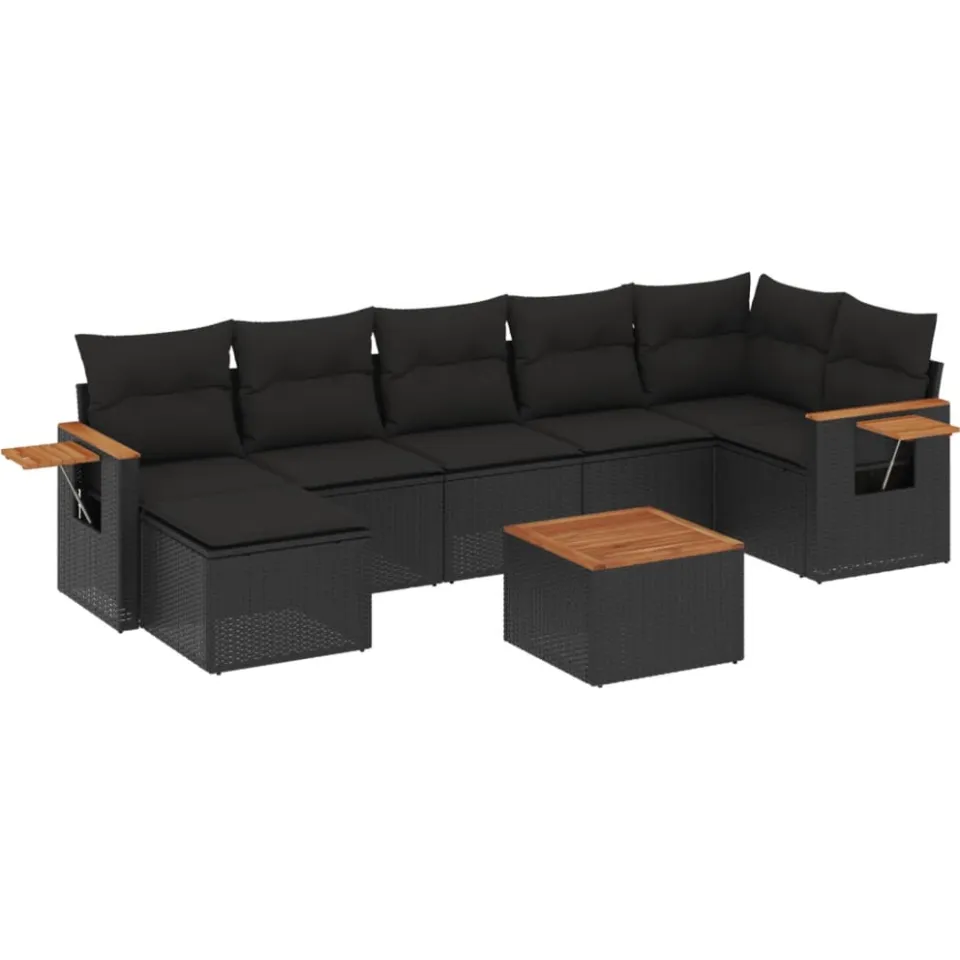vidaXL Patio Sofa Set 8-zits Black, foto 3