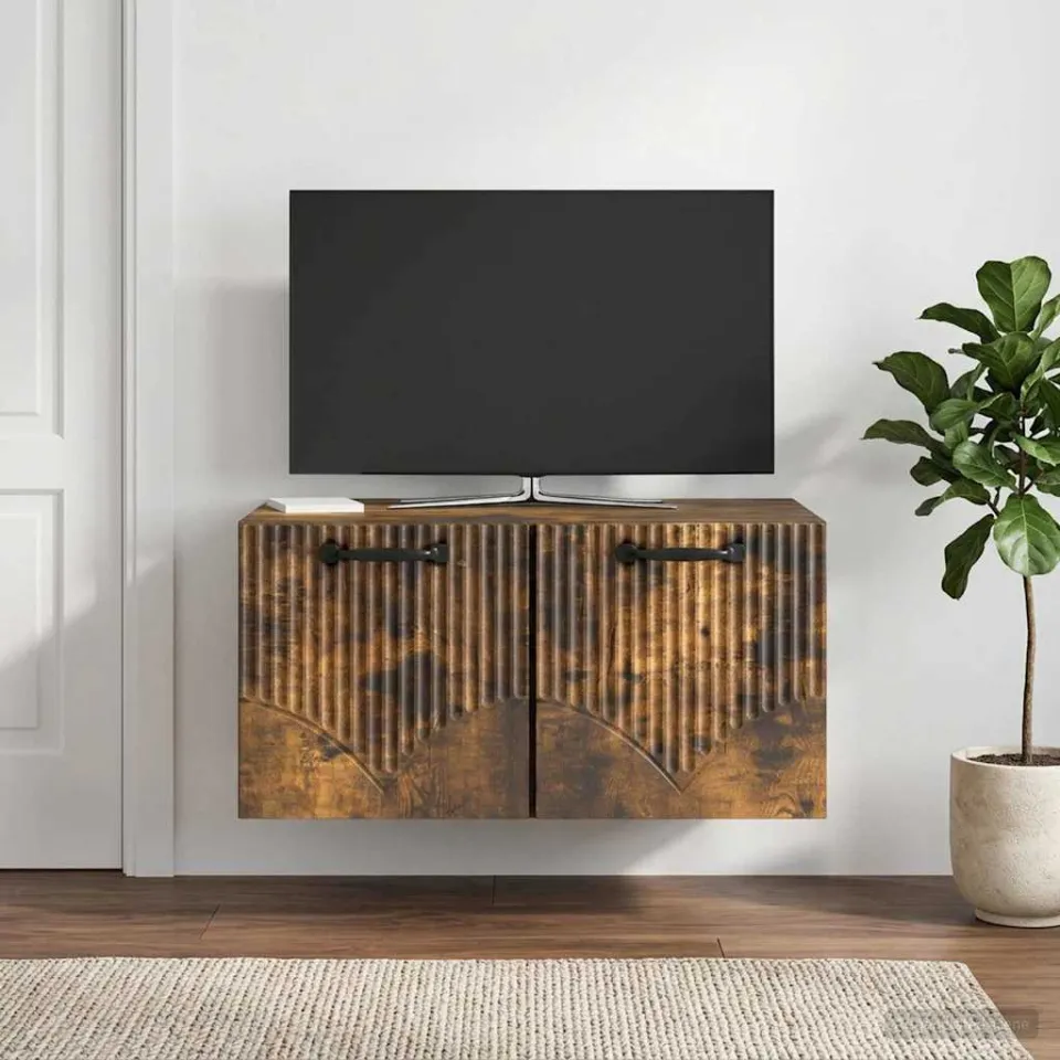 vidaXL Wandbeugel TV-kast Gerookt eiken 59,5 x 41 x 30 cm Bewerkt hout, foto 4