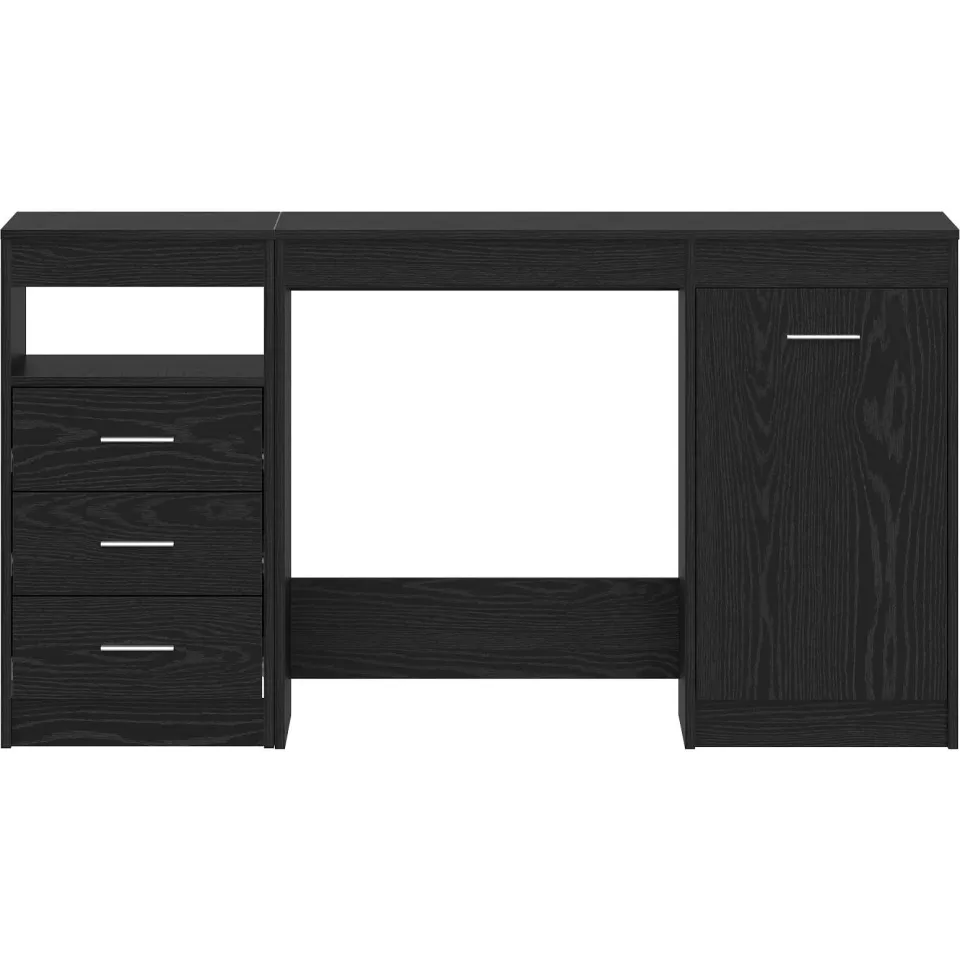 vidaXL Bureau met lade 2 st Zwart Eiken 140 x 50 x 76 cm Bewerkt hout, foto 2