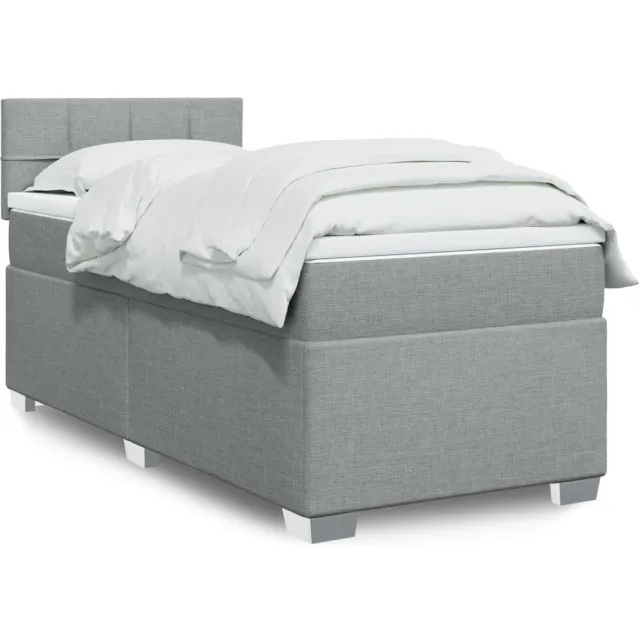 vidaXL Boxspring met matras stof lichtgrijs 90x200 cm grijs