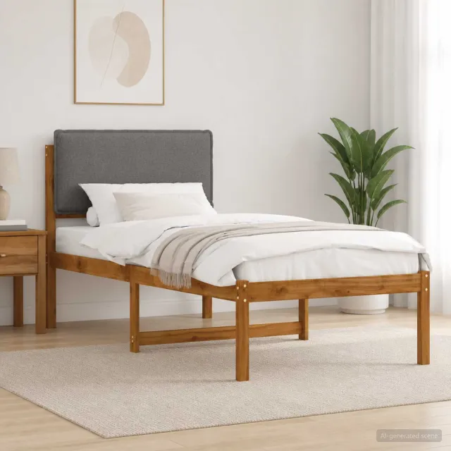 vidaXL Bedframe met gestoffeerd hoofdbord Naturel en lichtgrijs Tan