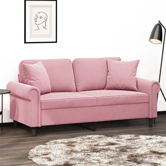 vidaXL Tweezitsbank met sierkussens 140 cm fluweel roze