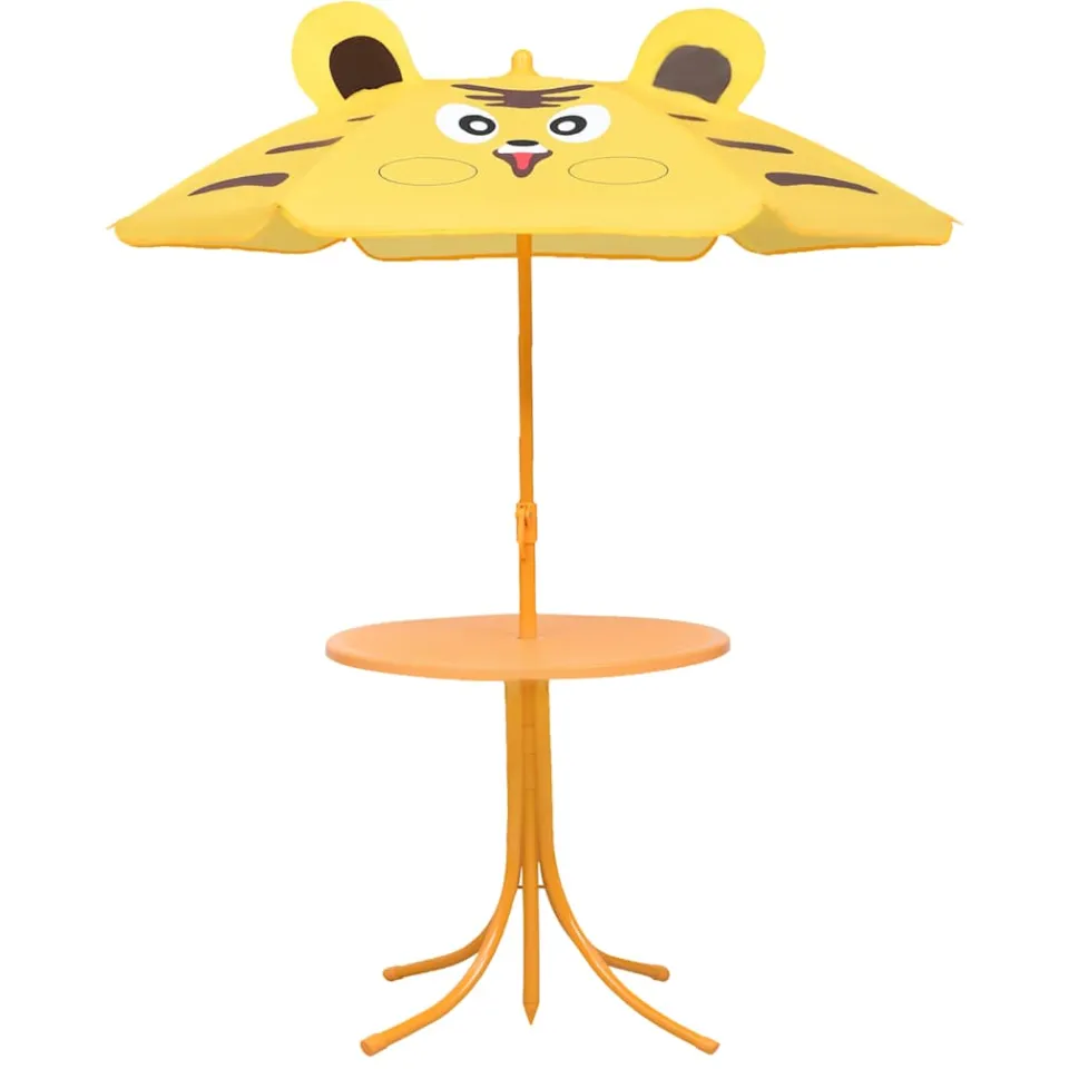 vidaXL 3-delige Bistroset voor kinderen met parasol geel, foto 2