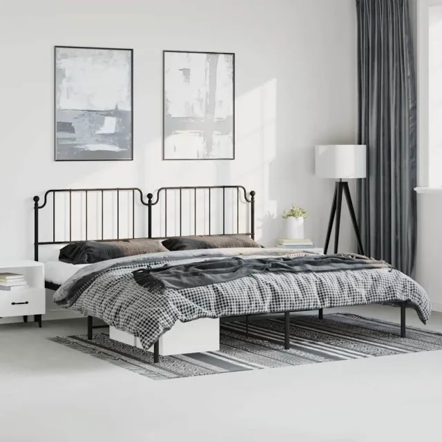 vidaXL Bedframe met hoofdbord metaal zwart 183x213 cm