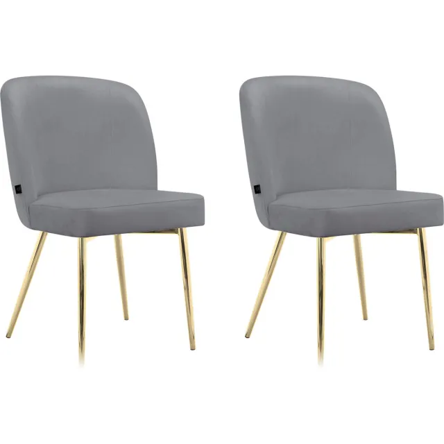 Notio Living Nagano-Eetkamerstoel - Set van 2 - Grijs Fluweel