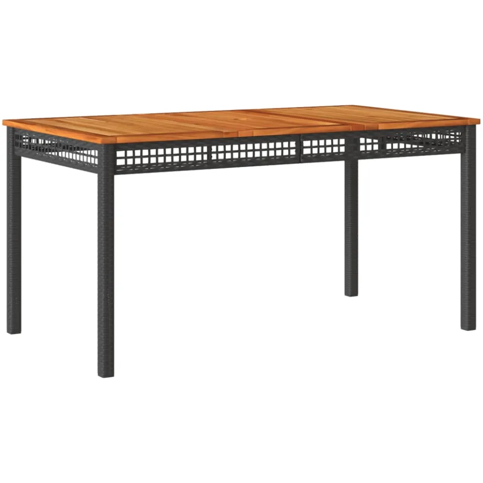 vidaXL Tuintafel 140x80x75 cm poly rattan en acaciahout zwart, foto 4