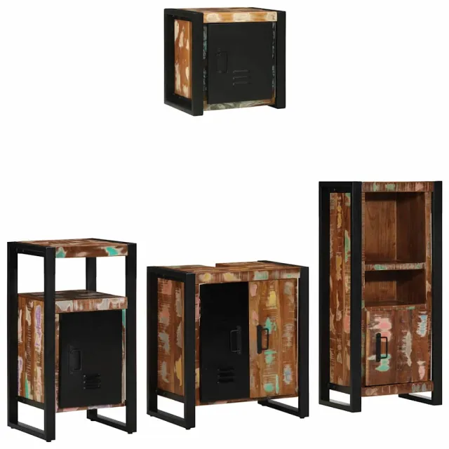 vidaXL Badkamermeubelset 4 st Multikleur en Zwart 55 x 35 x 60 cm Meerkleurig