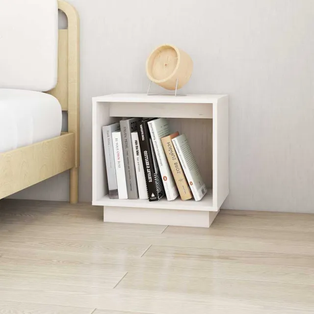 vidaXL Nachtkastjes 2 st 40x30x40 cm massief grenenhout wit, foto 3