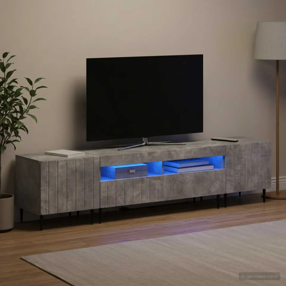 vidaXL 3-delige LED TV-kast ZWOLLE Betongrijs Bewerkt hout grijs, foto 3