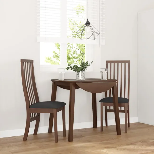 vidaXL Eetkamerstoelen met kussens 2 st massief hout rubber bruin