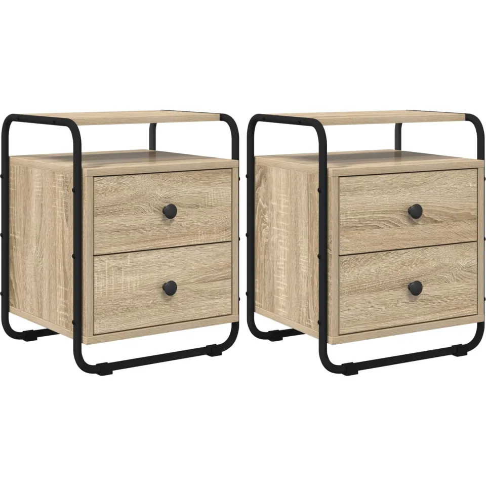vidaXL Nachtkastje 2 st Sonoma Eiken 40 x 36,5 x 50 cm Bewerkt hout, foto 3