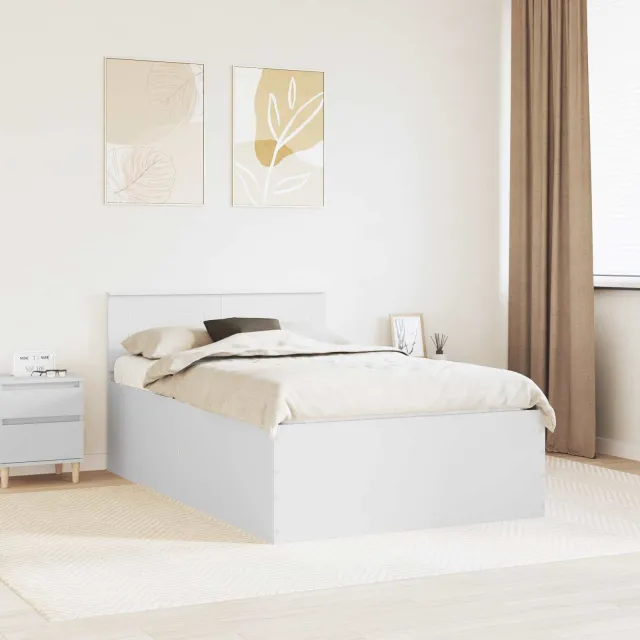 vidaXL Bedframe met hoofdeinde Wit 135 x 190 cm Bewerkt hout