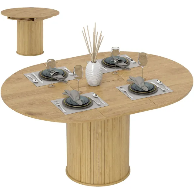 Homcom Uitschuifbare eettafel - MDF - 150x110x75cm - Natuurlijk hout