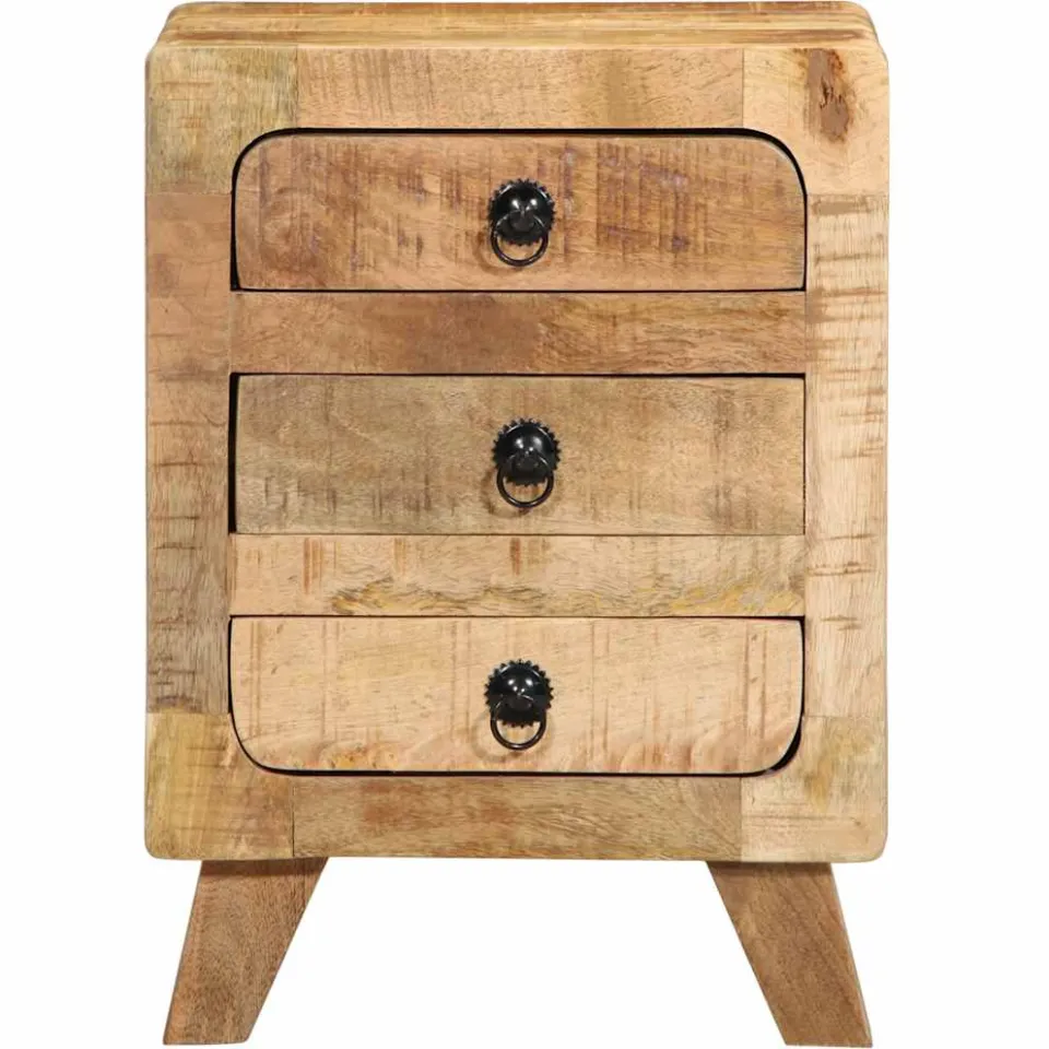 vidaXL Nachtkastje 37x32x50 cm massief ruw mangohout bruin, foto 2