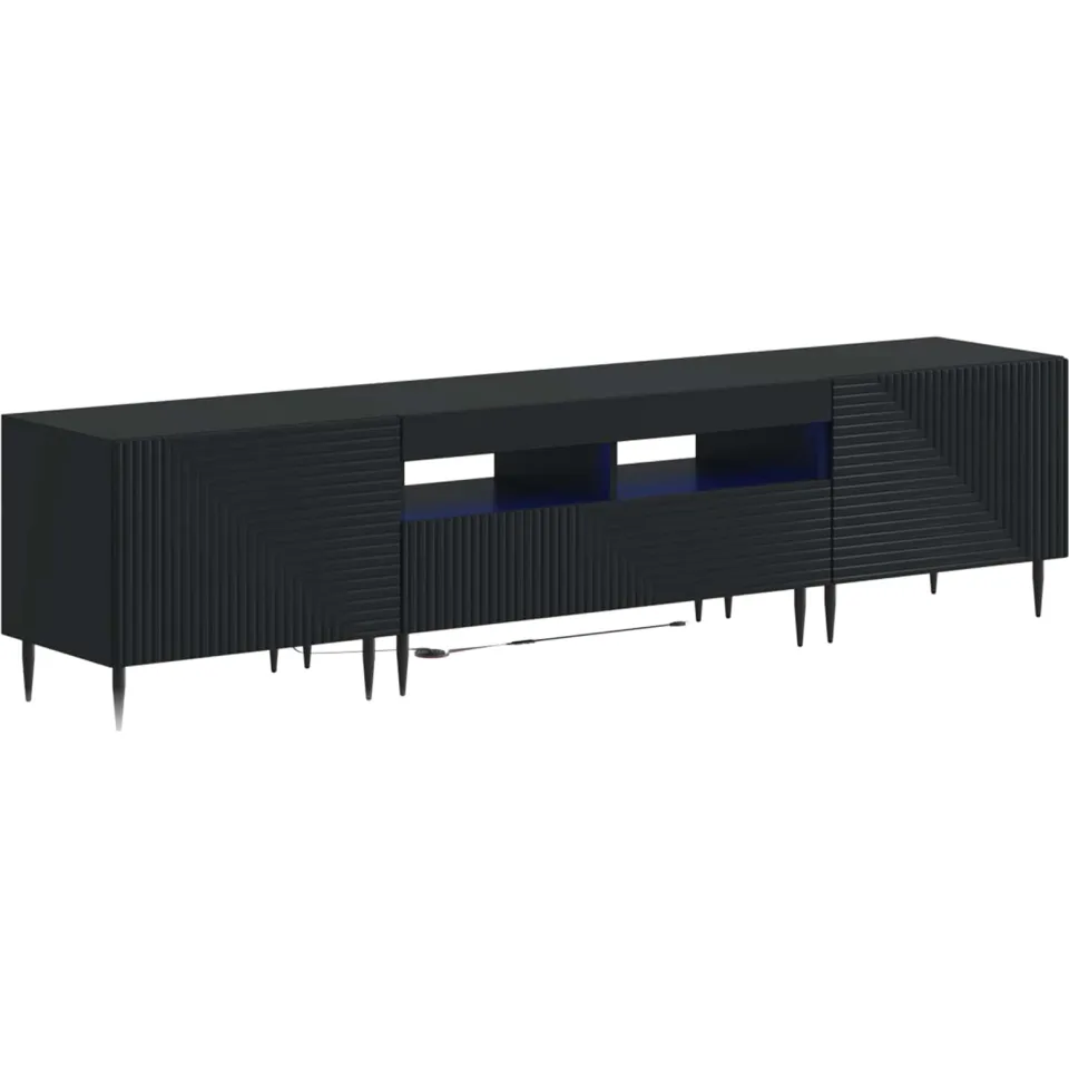 vidaXL 3-delige LED TV-kast Zwart Bewerkt hout