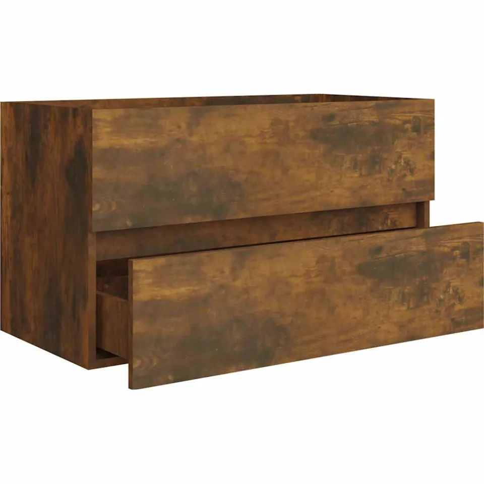 vidaXL Wastafelkast 80x38,5x45 cm bewerkt hout gerookt eikenkleurig, foto 4