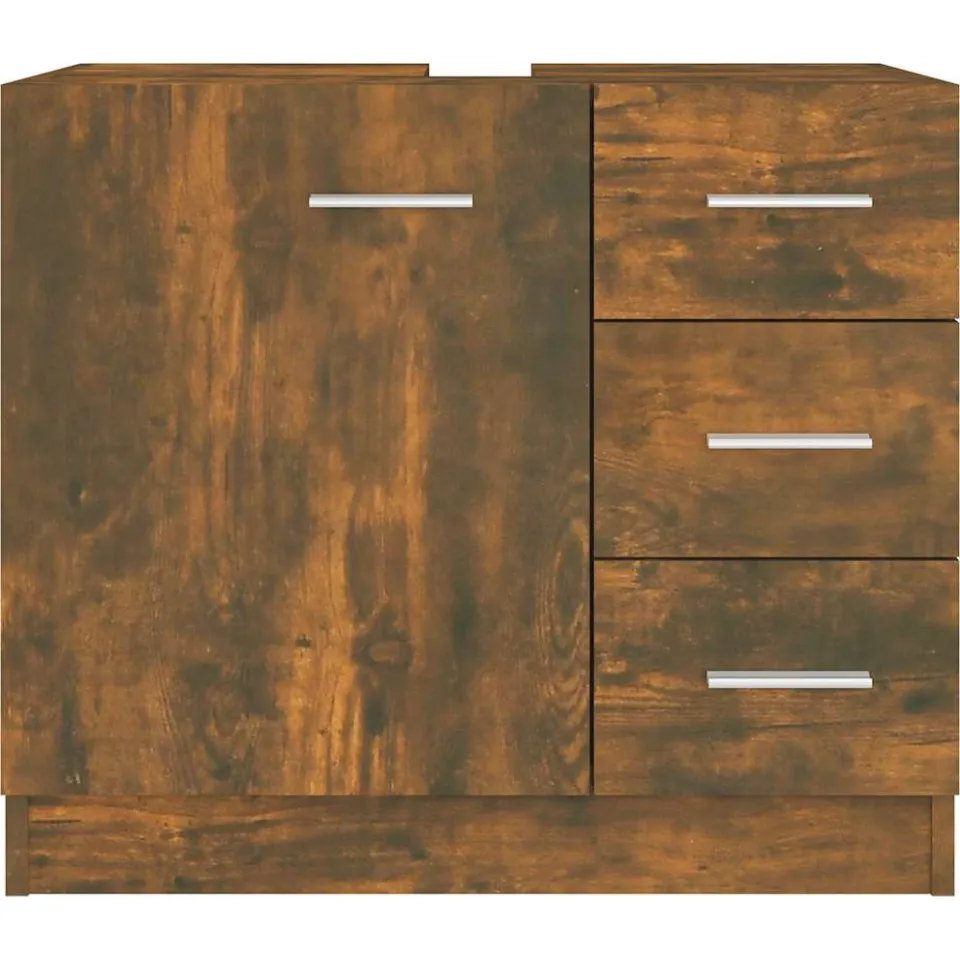vidaXL Wastafelkast 63x30x54 cm bewerkt hout gerookt eikenkleurig, foto 4