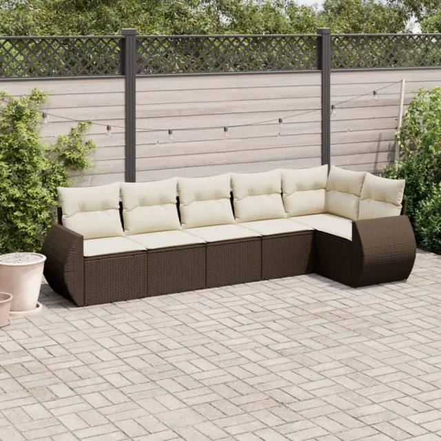 vidaXL 6-delige Loungeset met kussens poly rattan bruin, foto 2