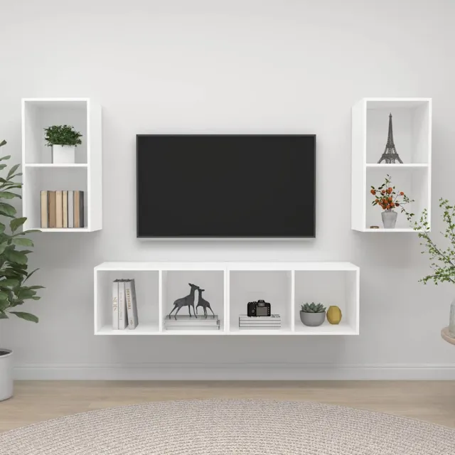 vidaXL Tv-wandmeubelen 4 st bewerkt hout wit, foto 2
