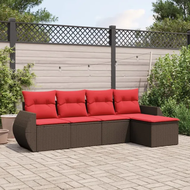 vidaXL 5-delige tuinbankset met kussens, bruin polyrotan, foto 2