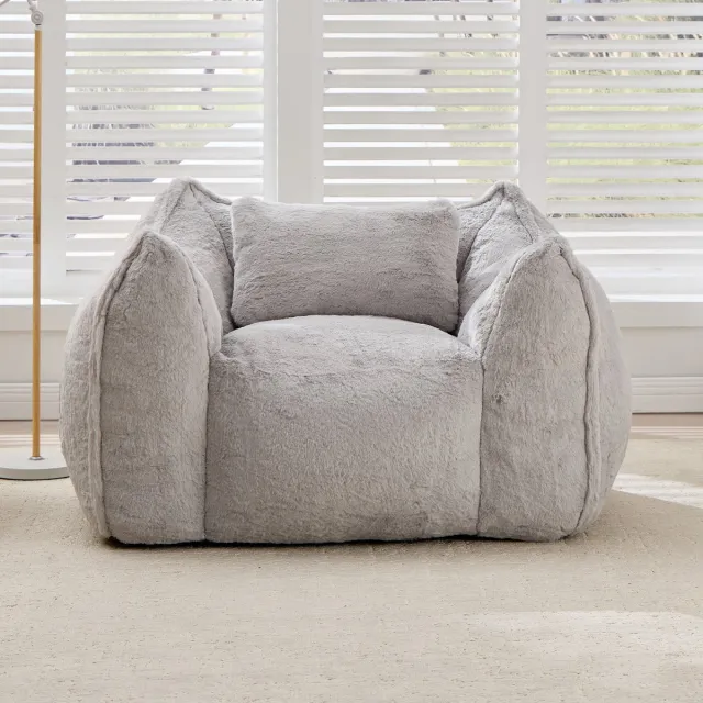 intebiki fauteuil - Loungestoel - zitzakstoel - Hoogdichtheid Versnipperd Schuim - loveseat - Ergonomische Rugleuning - Relaxstoel voor Woonkamer en Slaapkamer - Draagvermogen 200 kg - grijs