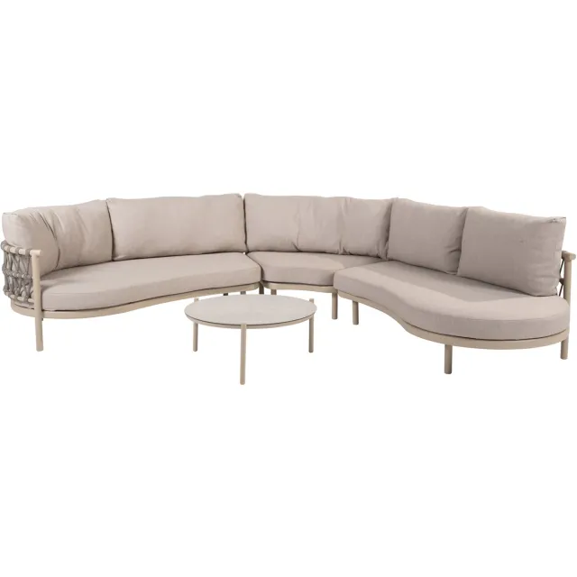 4 Seasons Outdoor Vic Piacenza modulaire hoek loungeset 4 delig keramiek latte Taste 4SO Grijs, Zand / Latte / Linen