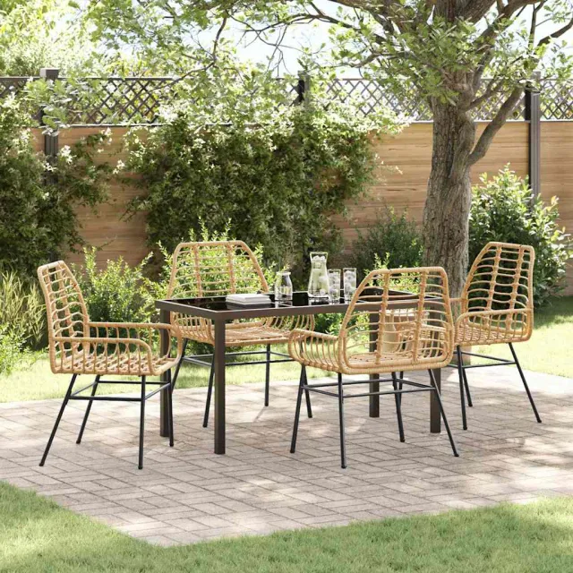 vidaXL Tuin eettafelset 5 st Bruin poly rattan, foto 2